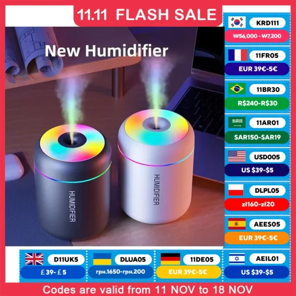 180ML Mini Air Humidifier USB Electric Aroma Diffuser Essential Oil Purifier Aromatherapy Mist Maker Lights For Car Home Bedroom - Image 6